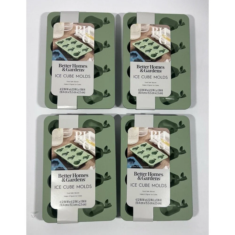 Better Homes & Gardens Pear Silicone Ice Cube Molds Green Set of 4 New